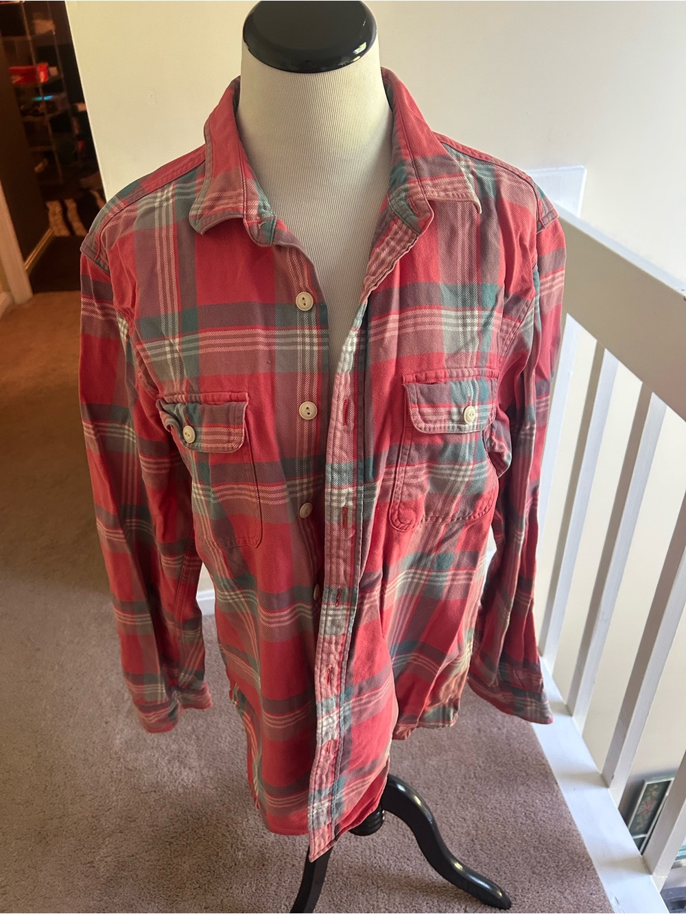 Red Plaid Button-Up Shirt